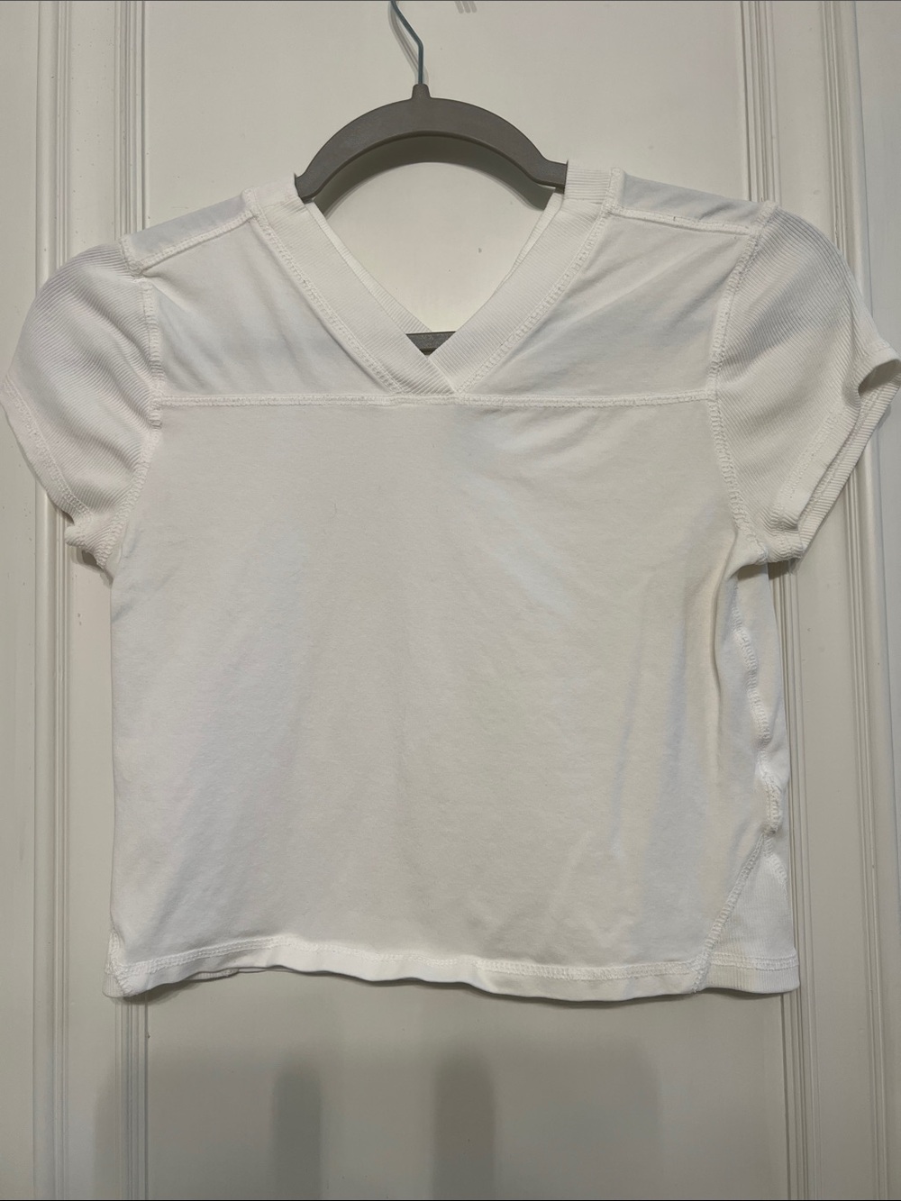 FP Movement by Free People White V-Neck Crop Tee
